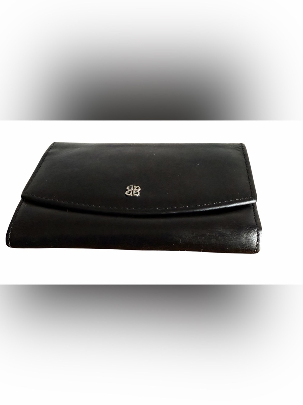 Bosca Black Leather Bifold Wallet with Embossed Logo